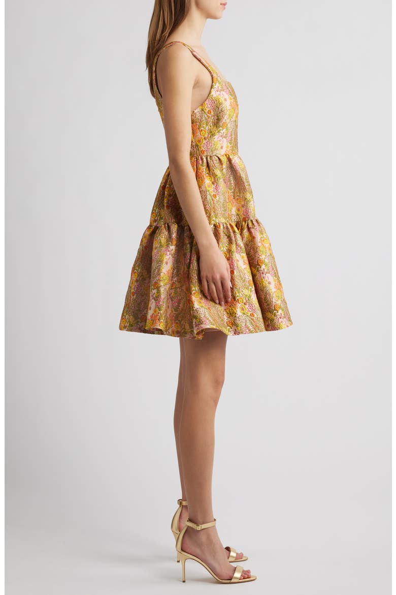 Garden Brocade Fit & Flare Minidress, Alternate, color, BEIGE MULTI FLORAL