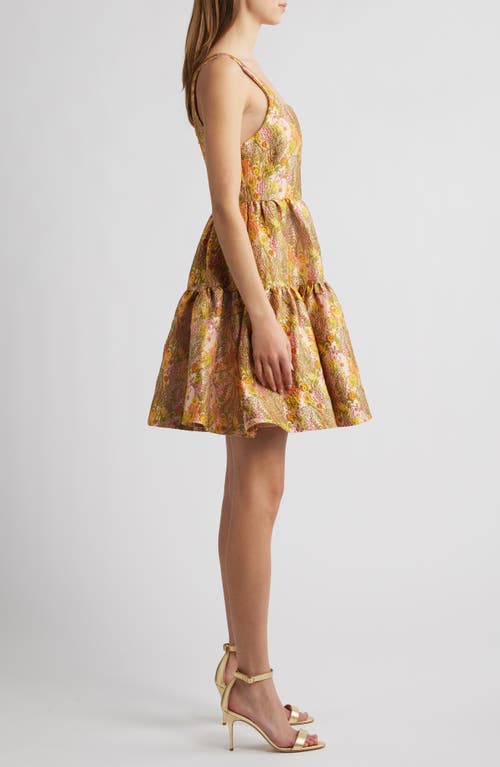 Chelsea28 Garden Brocade Fit & Flare Minidress In Beige Multi Floral