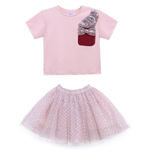 Mimi Tutu Glimmer Applique Outfit In Pink