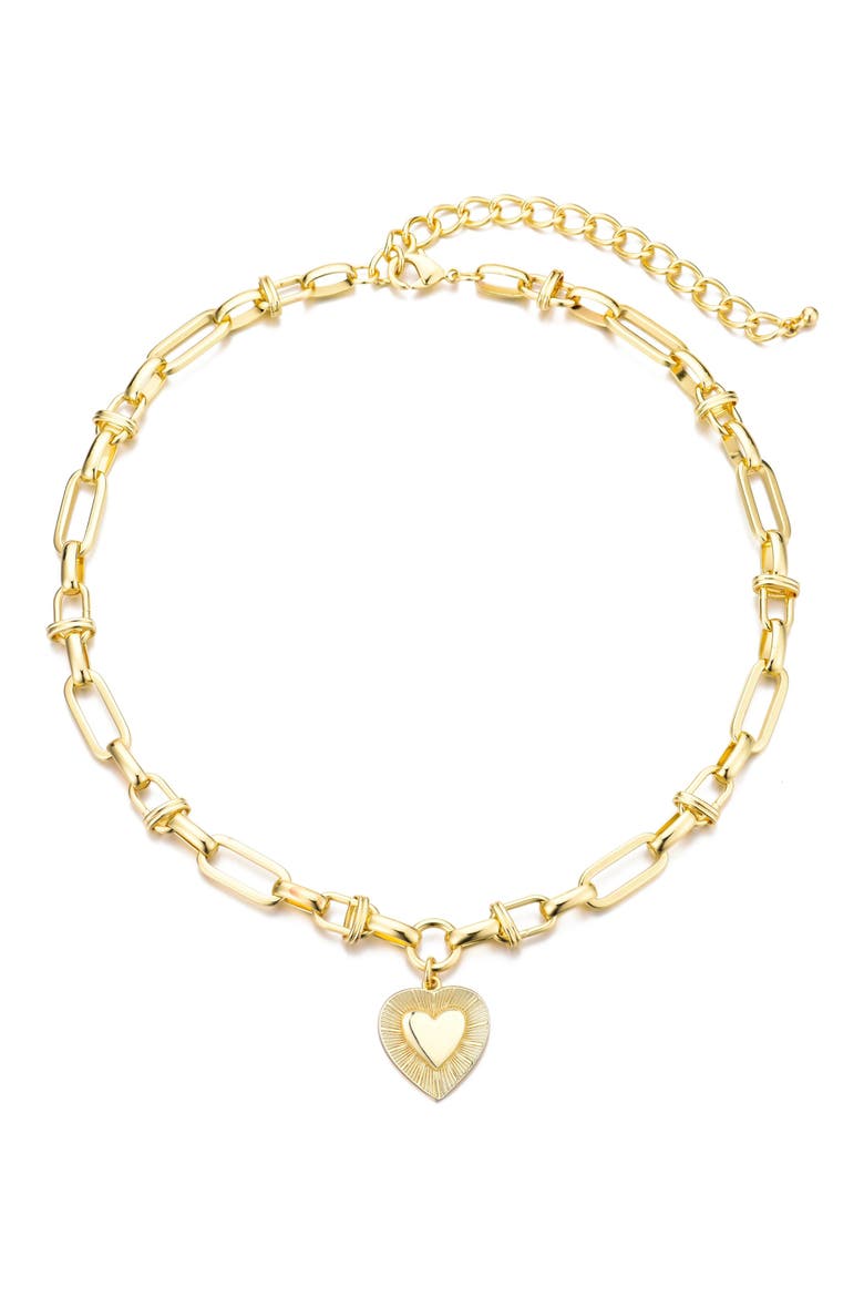 Chunky Heart Pendant Necklace, Alternate, color, GOLD