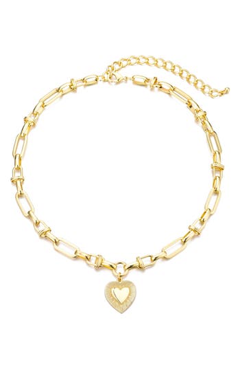 Adornia 14k Yellow Gold Plated Chunky Mixed Link Chain Flu In Gold