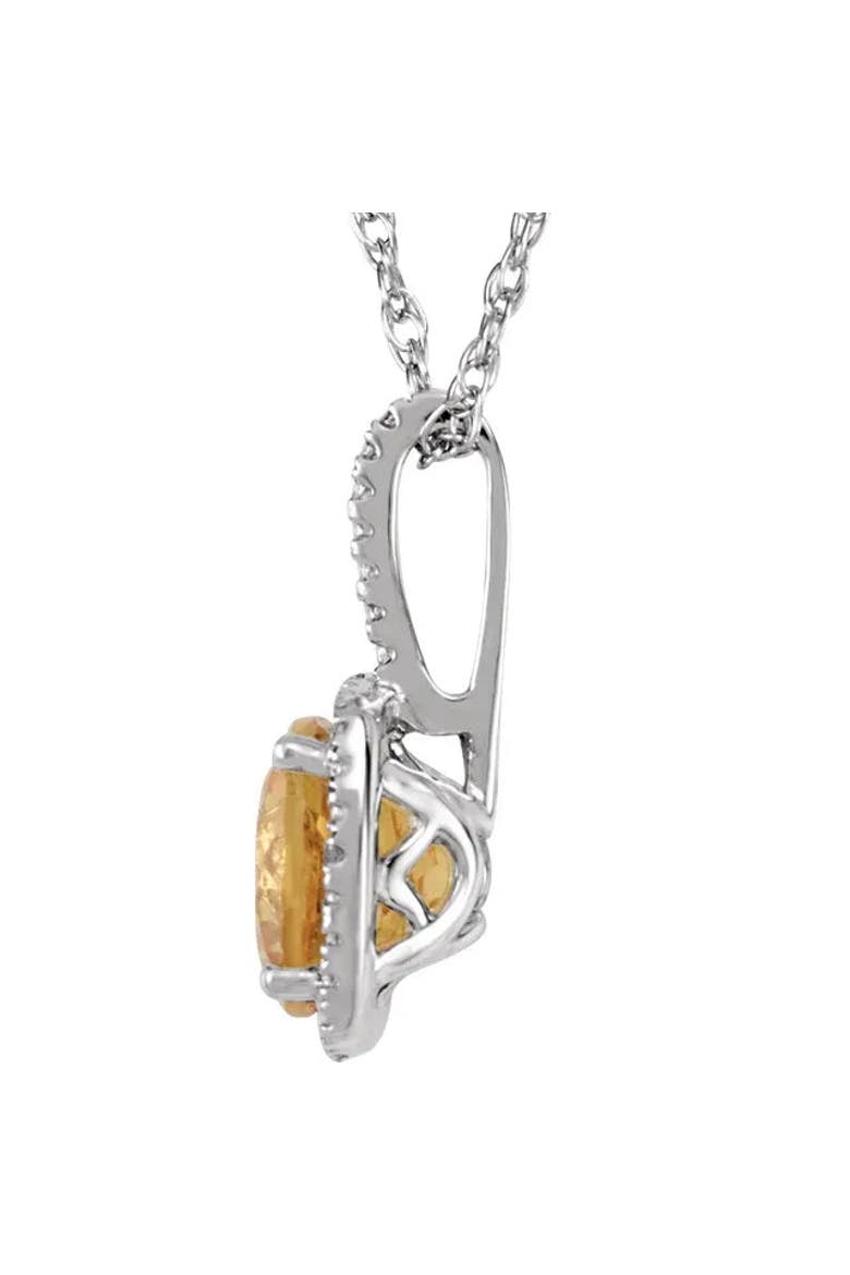 Natural Citrine & Diamond Pendant Necklace Sterling Silver, Alternate, color, Citrine