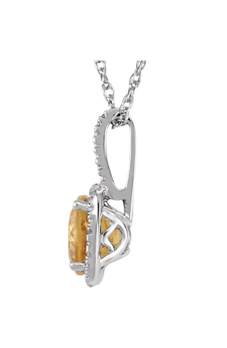 ALLUREZ Natural Citrine & Diamond Pendant Necklace Sterling Silver, Alternate, color, Citrine