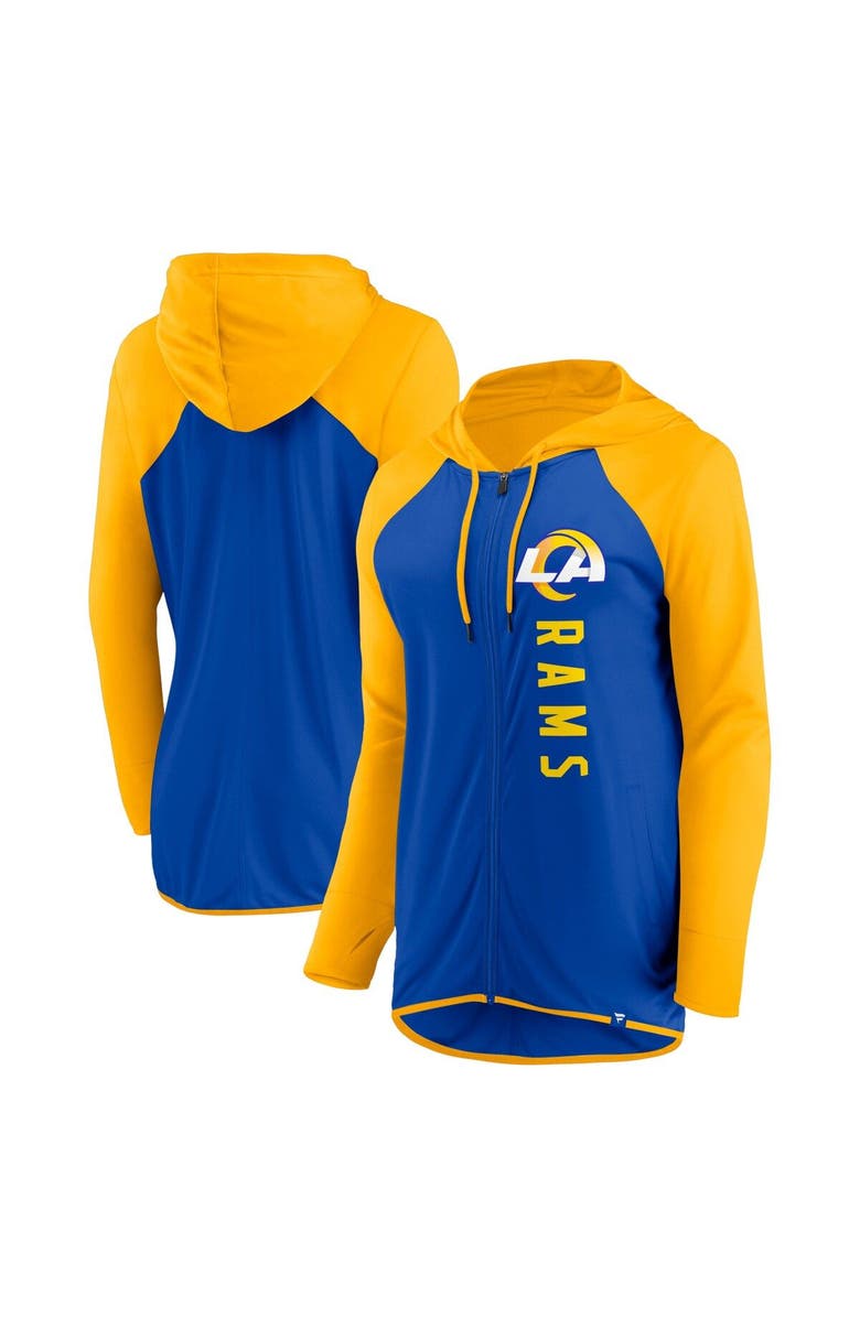 FANATICS Women's Fanatics Branded Royal/Gold Los Angeles Rams Forever Fan Full-Zip Hoodie, Main, color, Royal