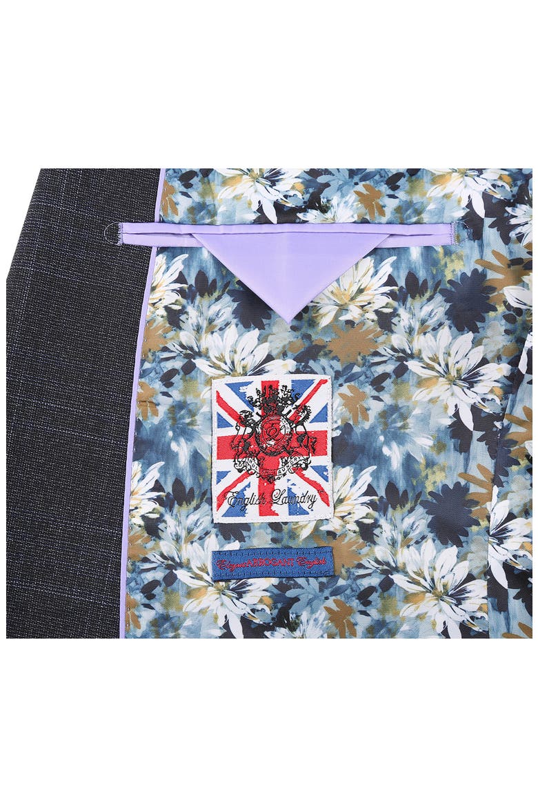 Plaid Trim Fit Peak Lapel Two-Piece Suit, Alternate, color, NAVY