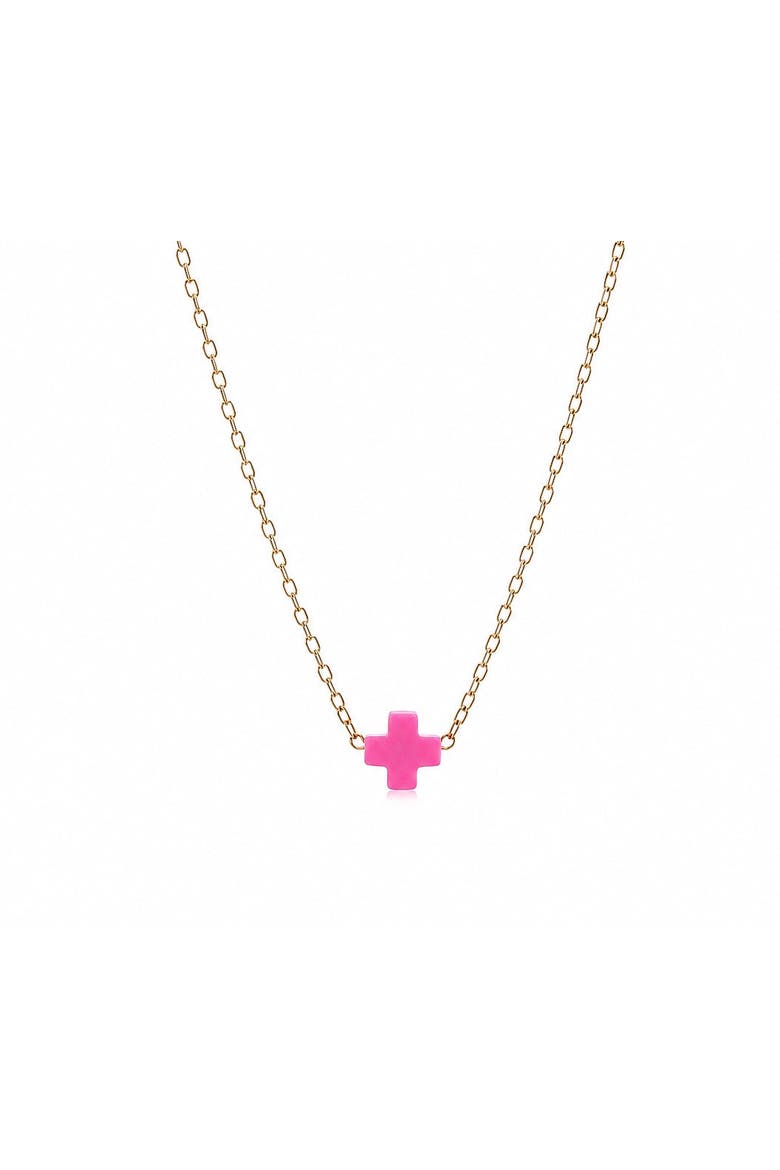 Halo Gold Filled Cross Necklace, Main, color, Pink