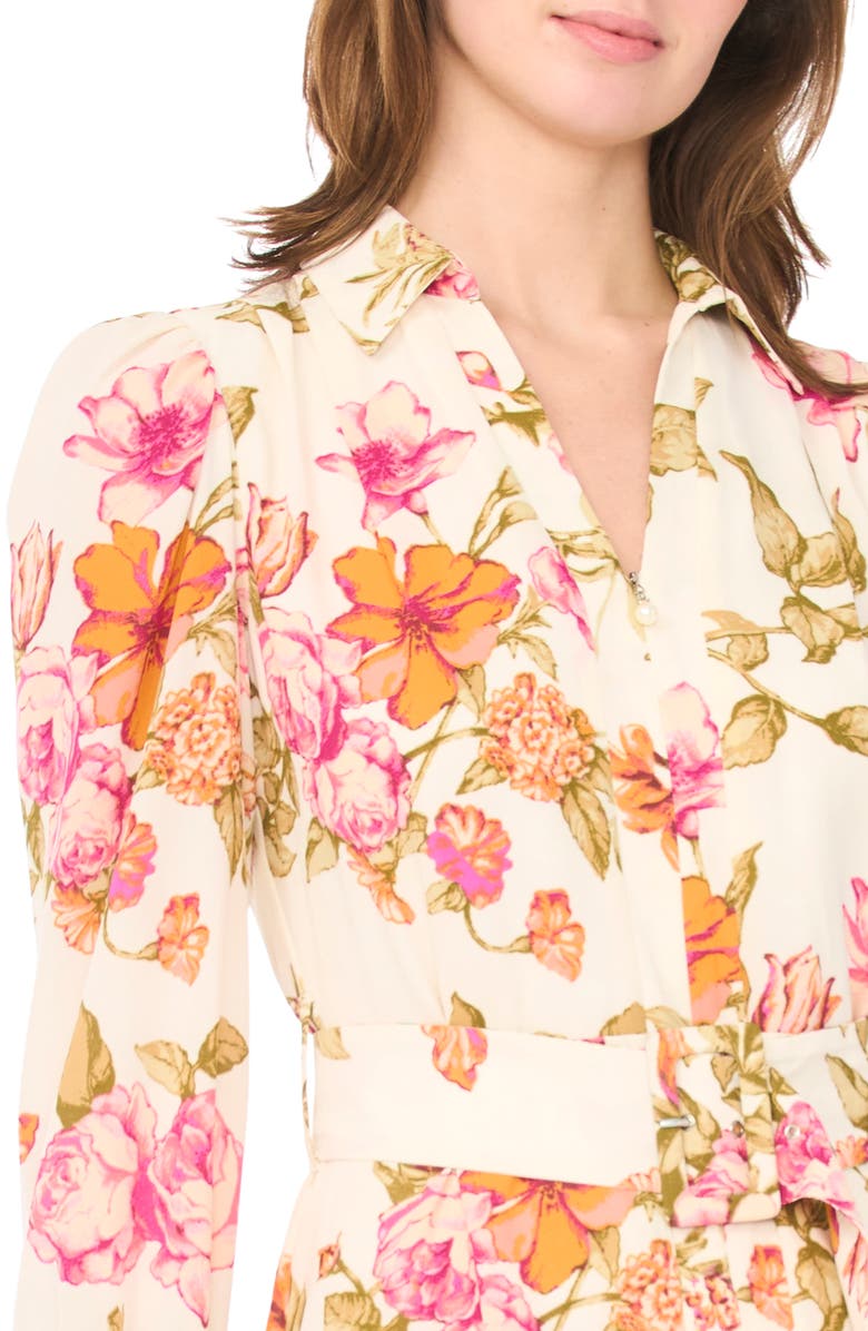 CeCe Long Sleeve Belted Dress, Alternate, color, New Ivory