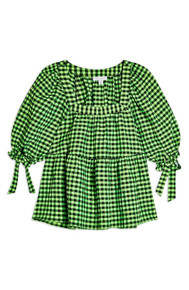 Topshop Neon Check Blouse, Alternate, color, 