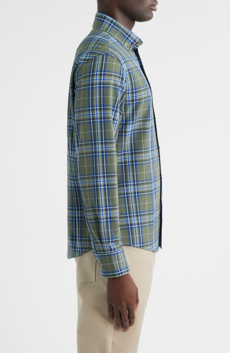 Mizzen+Main City Trim Fit Plaid Flannel Button-Down Shirt, Alternate, color, Olive Thomas Plaid