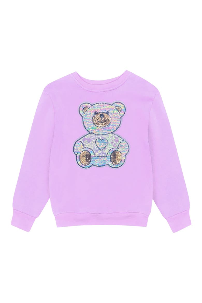 Kids' Sequin Bear Graphic Sweatshirt, Main, color, VIOLET SEQUIN BEAR