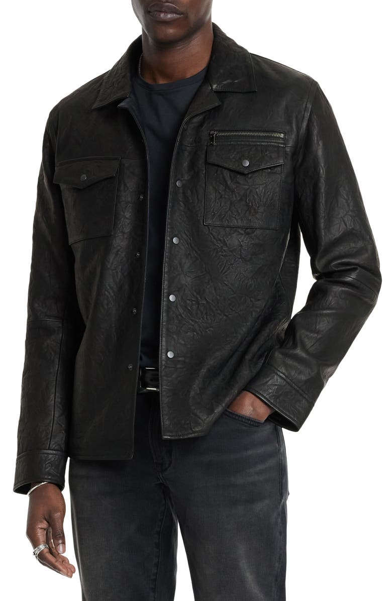 John Varvatos Crinkled Leather Jacket, Alternate, color, 