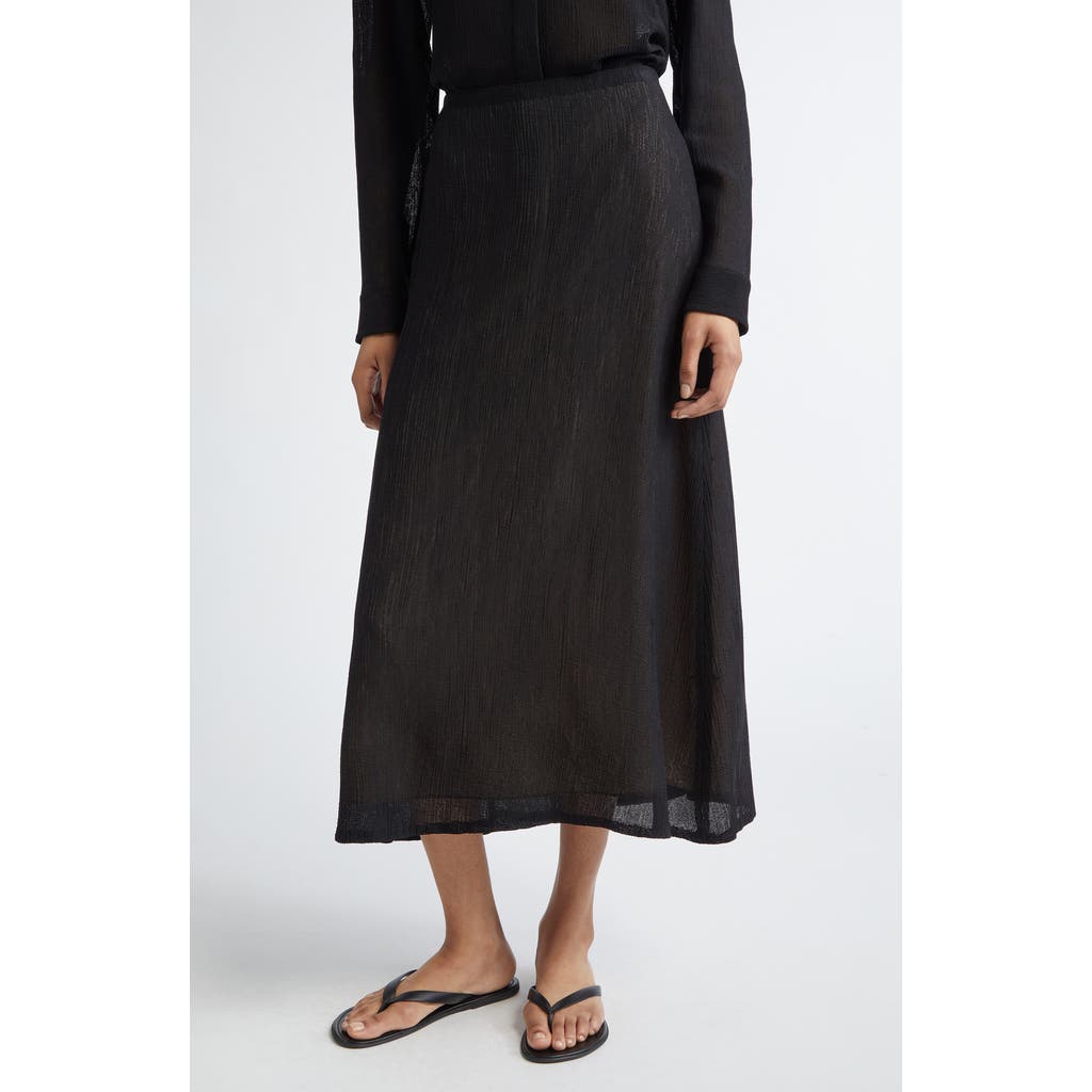 Partow Bia Semisheer Mesh Midi Skirt In Black
