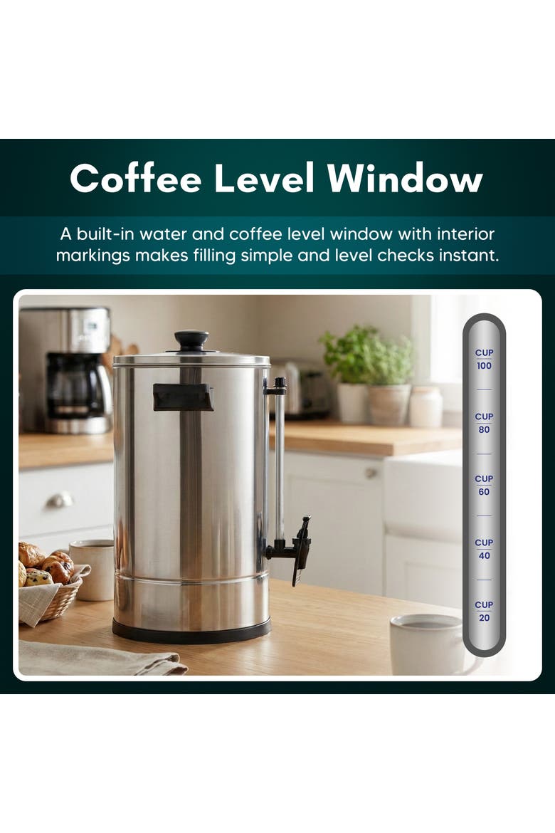 100-Cup Stainless Steel Coffee Brewer, Alternate, color, Metallic Silver