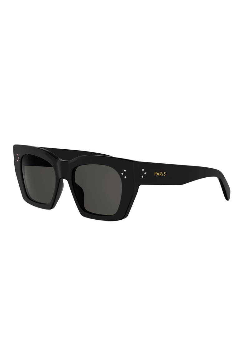53mm Square Sunglasses, Alternate, color, SHINY BLACK / SMOKE