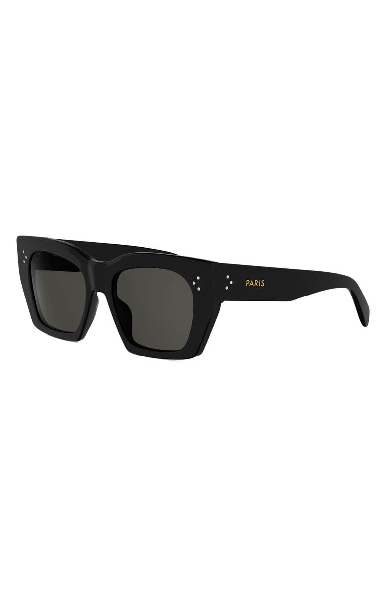 CELINE 53mm Square Sunglasses, Alternate, color, Shiny Black / Smoke