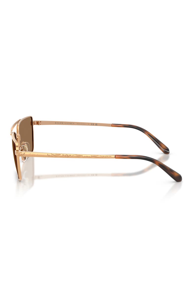 58mm Rectangle Sunglasses, Alternate, color, ANTIQUE GOLD / LIGHT BROWN