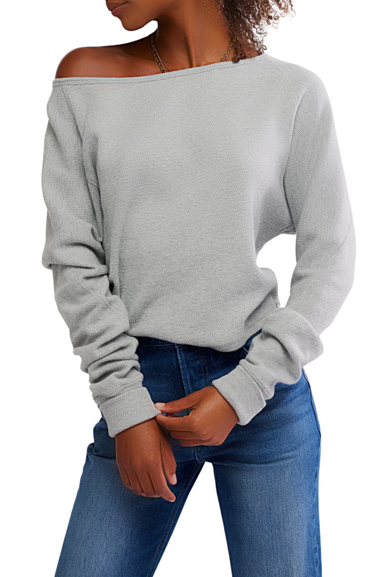 Jess One-Shoulder Thermal Top, Main, color, HEATHER GREY