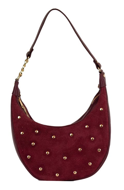 Studded Suede Shoulder Bag