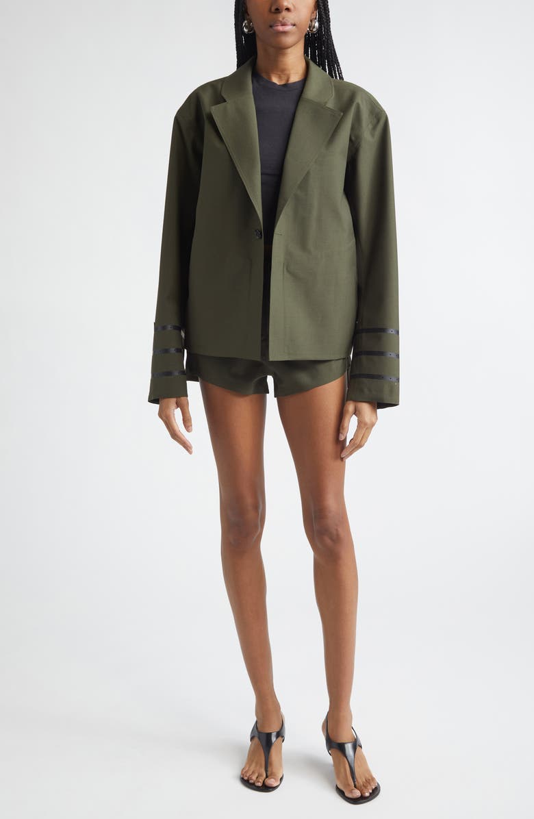 Coperni Technical Tailored Wool Blend Shorts, Alternate, color, Green Khaki Green