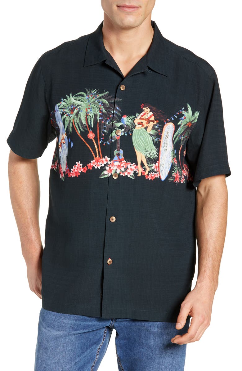Tommy Bahama Mele Kalikimaka Silk Camp Shirt, Main, color, 