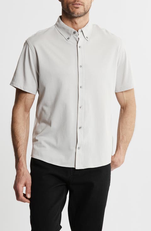 Short Sleeve Stretch Oxford Button-Up Shirt