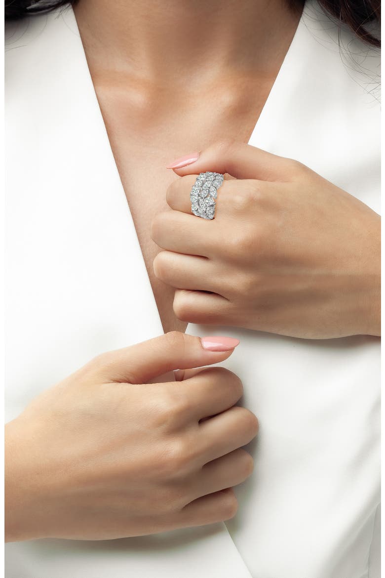 Cubic Zirconia Cluster Ring, Alternate, color, PURE PLATINUM/ CLEAR STONE