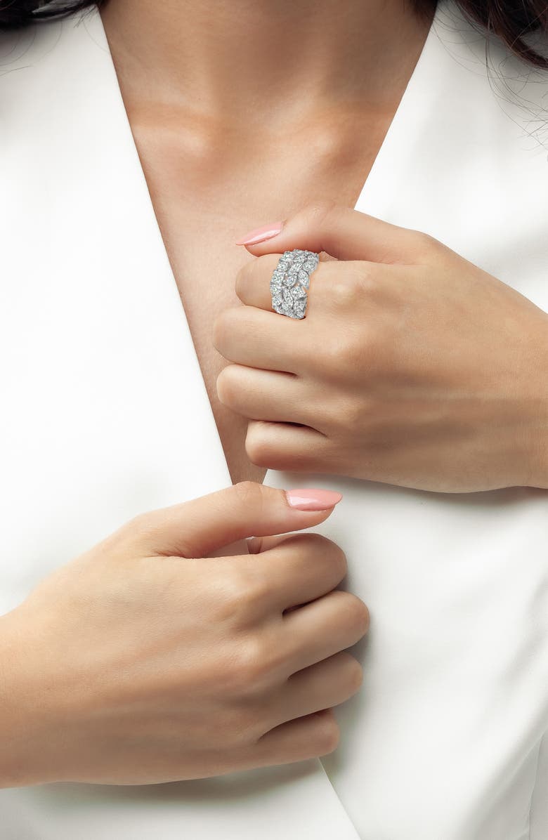 Crislu Cubic Zirconia Cluster Ring, Alternate, color, Pure Platinum/ Clear Stone