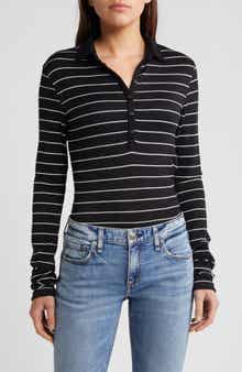 rag & bone The Knit Stripe Long Sleeve Polo