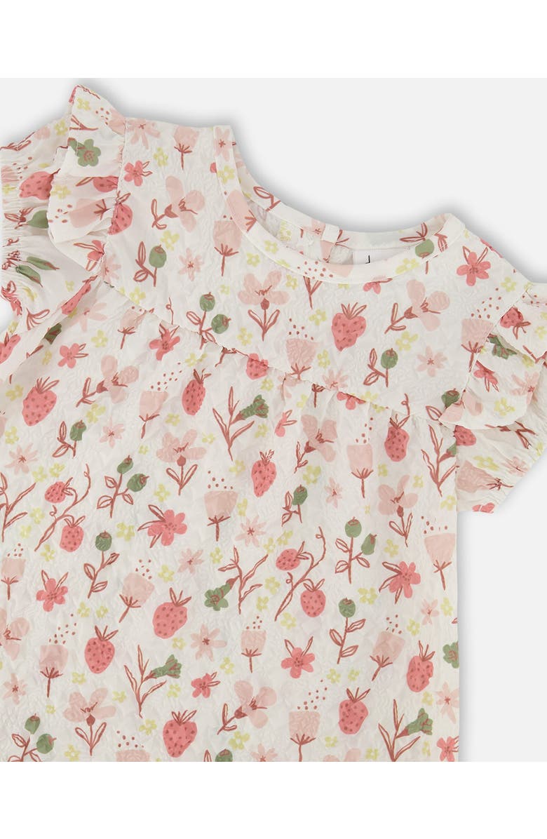 Deux par Deux Baby Girl's Printed Seersucker Dress And Bloomer Set Pink Flowers On Cream Background, Alternate, color, Pink Flowers On Cream