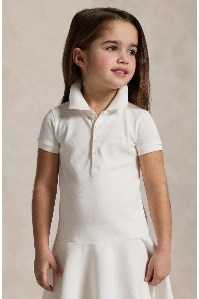 Kids' Cotton Piqué Polo Dress, Alternate, color, WHITE