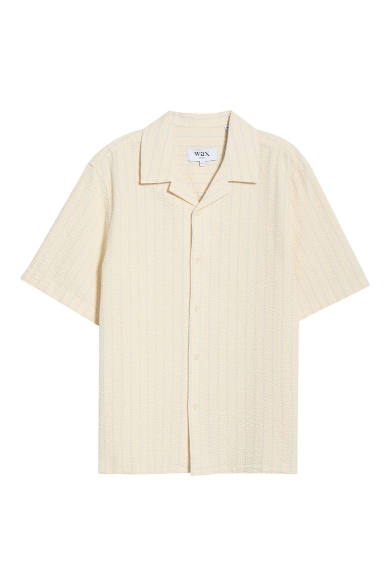 Didcot Stripe Cotton Seersucker Camp Shirt, Alternate, color, ECRU/ BLUE