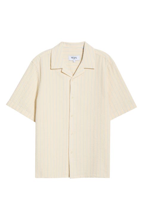 Didcot Stripe Cotton Seersucker Camp Shirt