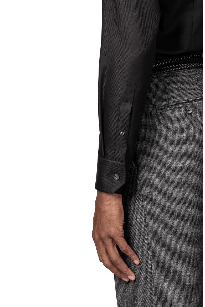 Contemporary Fit Diagonal Weave Dress Shirt, Alternate, color, BLACK