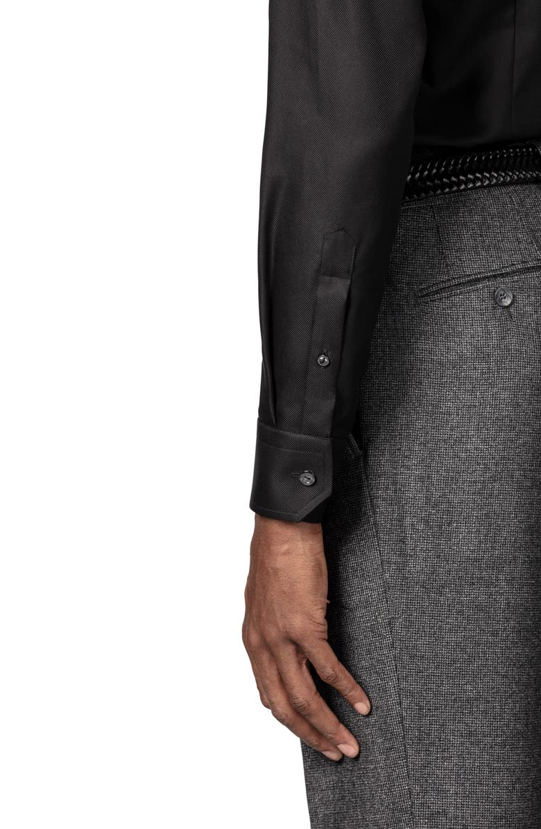 Eton Contemporary Fit Diagonal Weave Dress Shirt, Alternate, color, Black