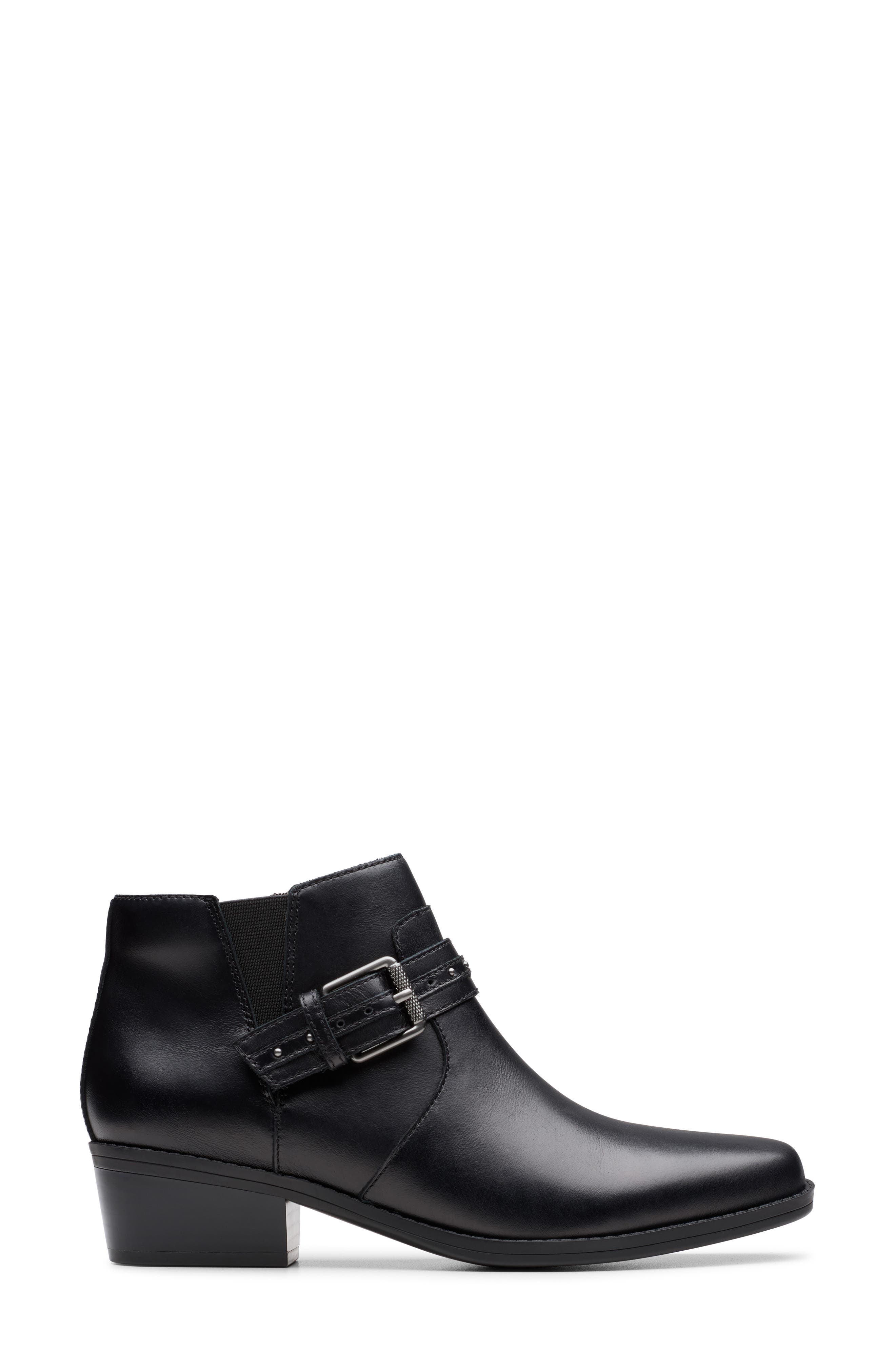 Clarks<sup>®</sup> Danyelle Wish Ankle Bootie - Wide Width Available, Alternate, color, Black Leather
