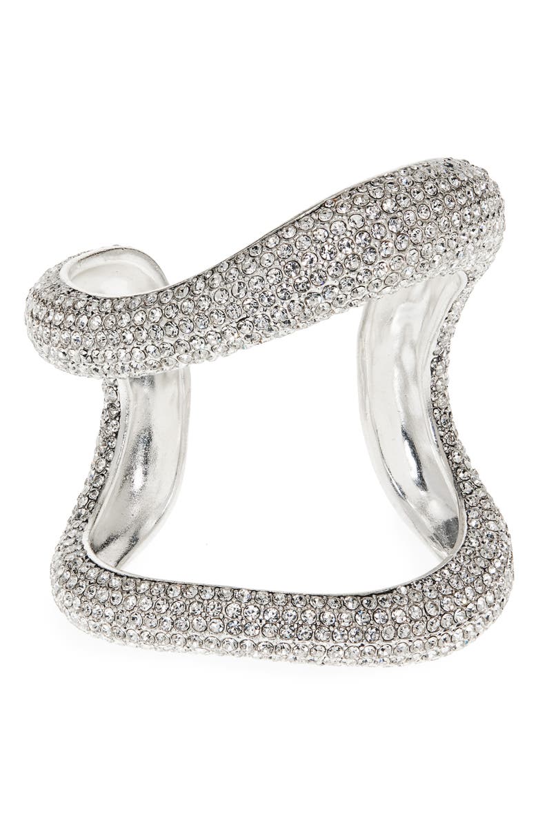 Area Crystal Pavé Link Cuff Bracelet, Main, color, 