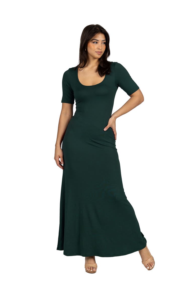 Womens Casual Maxi Dress With Sleeves, Main, color, Hunter