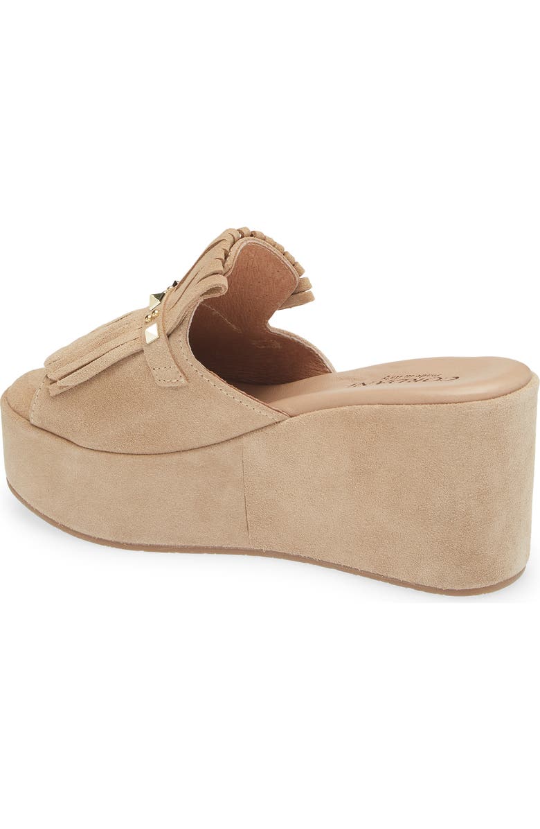 Cordani Jewel Studded Kiltie Platform Wedge Slide Sandal, Alternate, color, Beige Suede