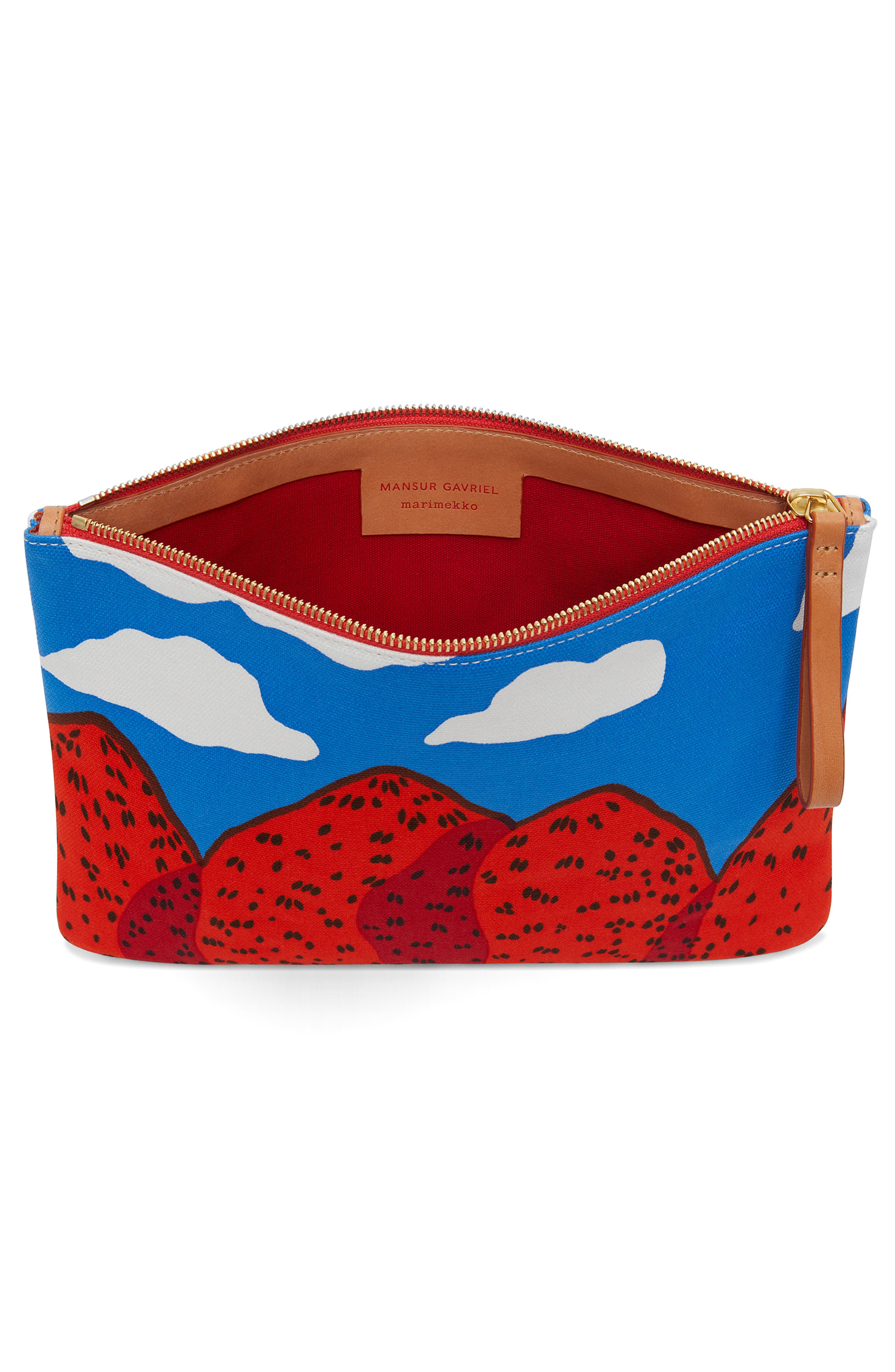 Mansur Gavriel x Marimekko Mansikkavuoret Print Canvas Pouch, Alternate, color, 