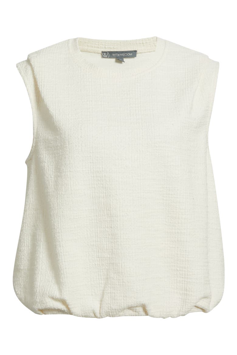 Pleated Shoulder Bubble Hem Sleeveless Top, Alternate, color, VANILLA