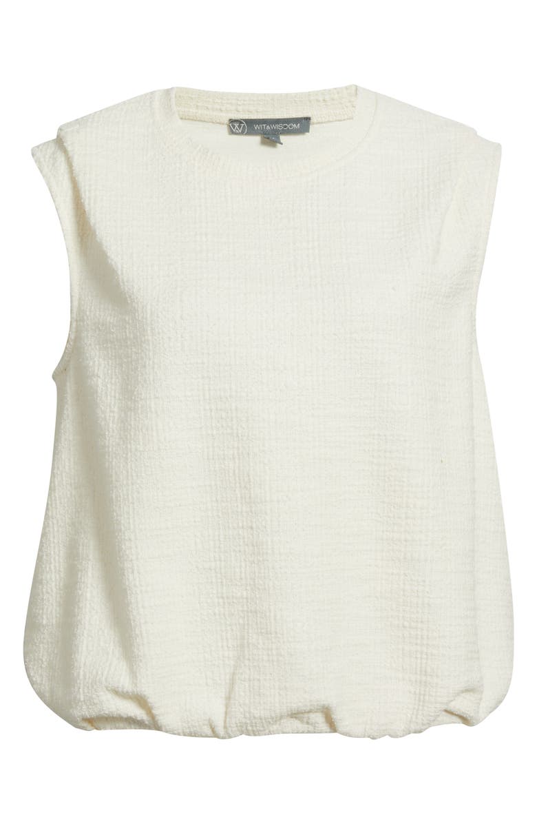 Wit & Wisdom Pleated Shoulder Bubble Hem Sleeveless Top, Alternate, color, Vanilla