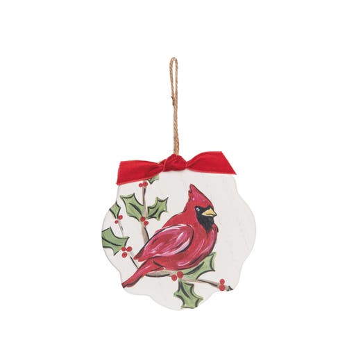 Transpac Mdf Cardinal Ornament Multicolor Christmas Tree Decoration In White