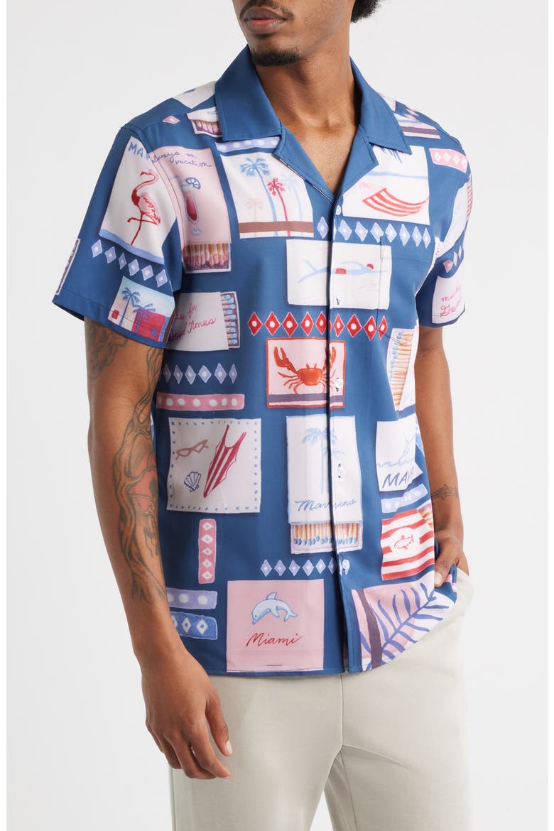 Match Box Graphic Camp Shirt, Alternate, color, BLUE