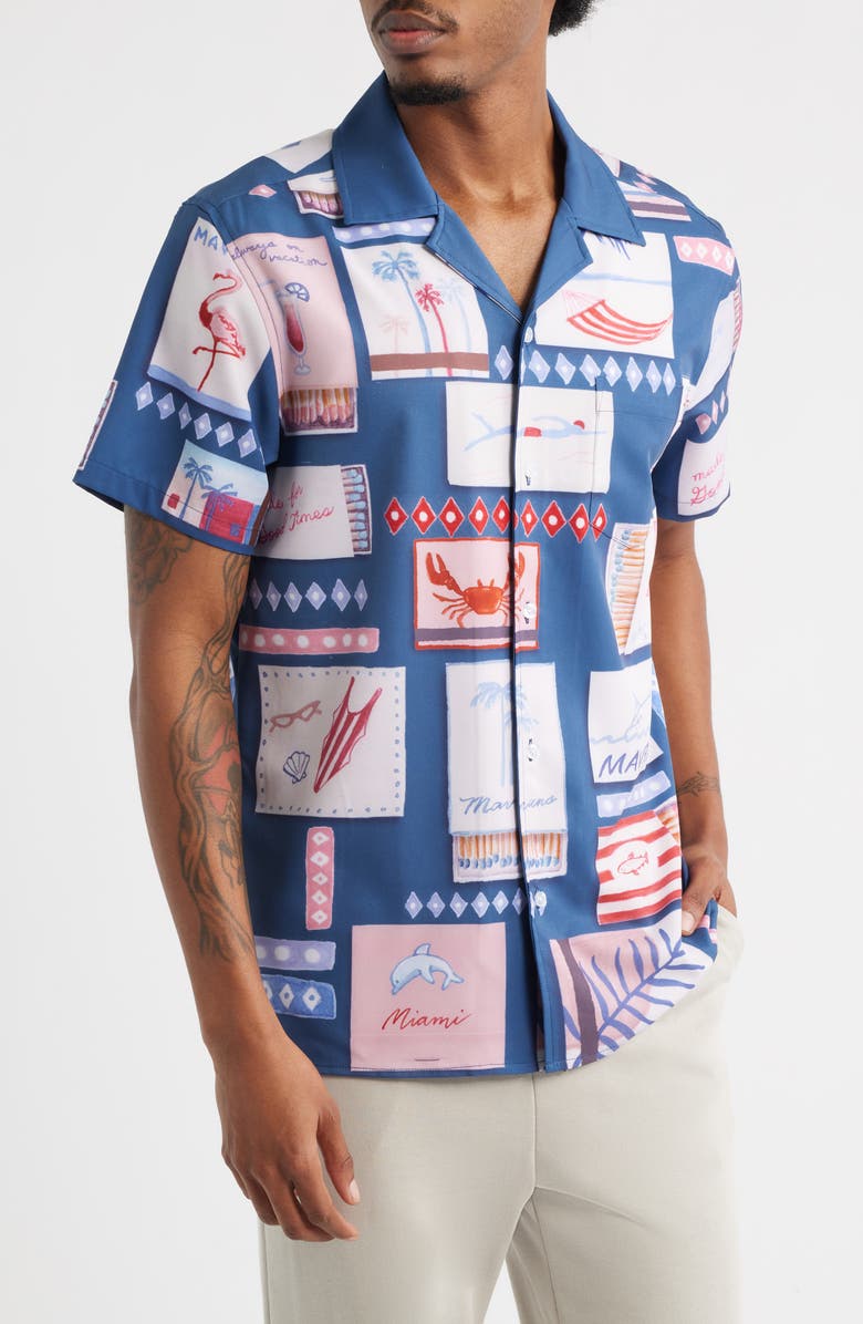 MAVRANS Match Box Graphic Camp Shirt, Alternate, color, Blue