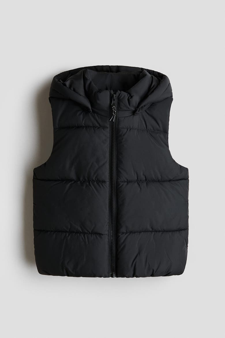 Hooded Puffer Gilet, Alternate, color, Black