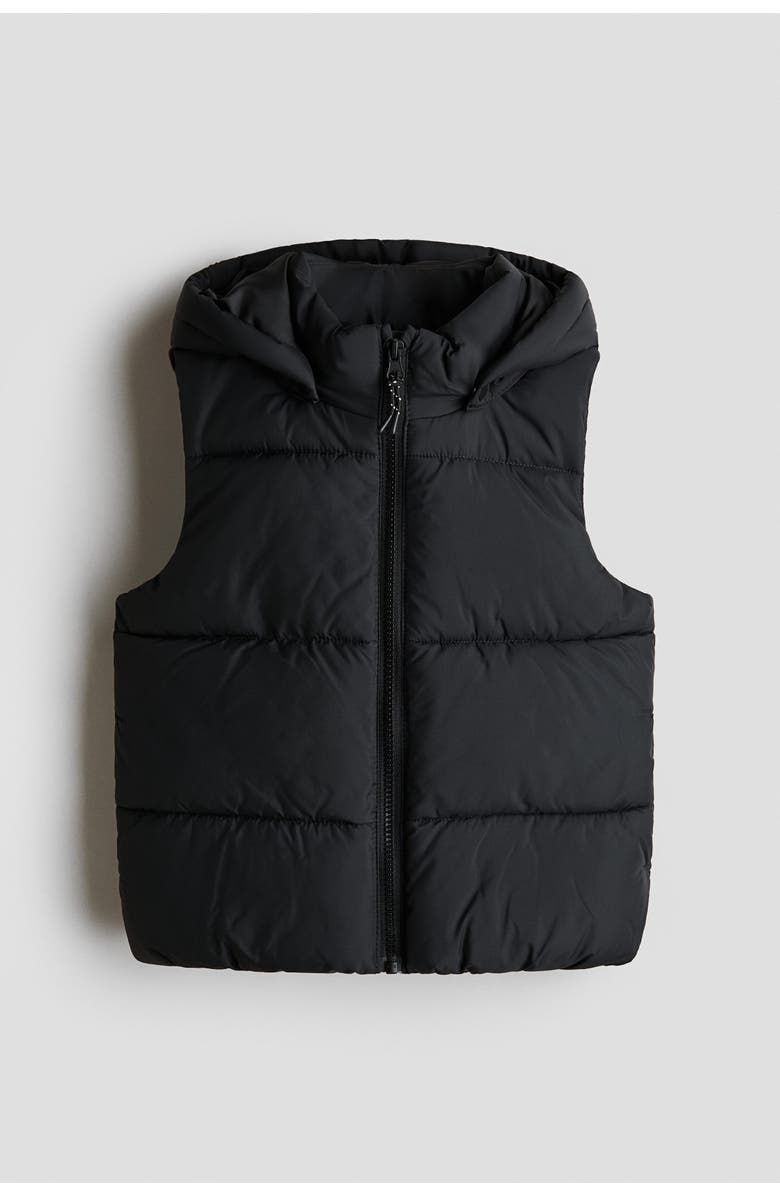 H&M Hooded Puffer Gilet, Main, color, Black