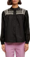 maje Cever Beaded Cotton Button-Up Shirt