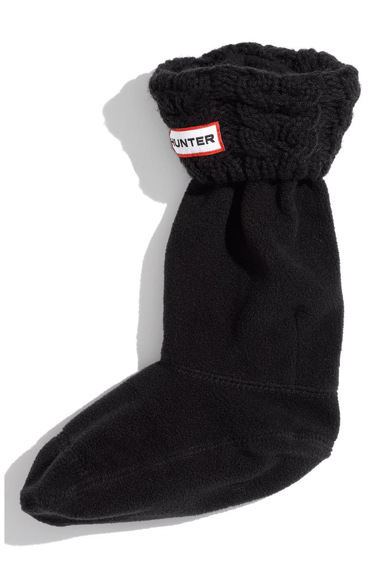 'Chunky' Cabled Cuff Socks, Main, color, BLACK