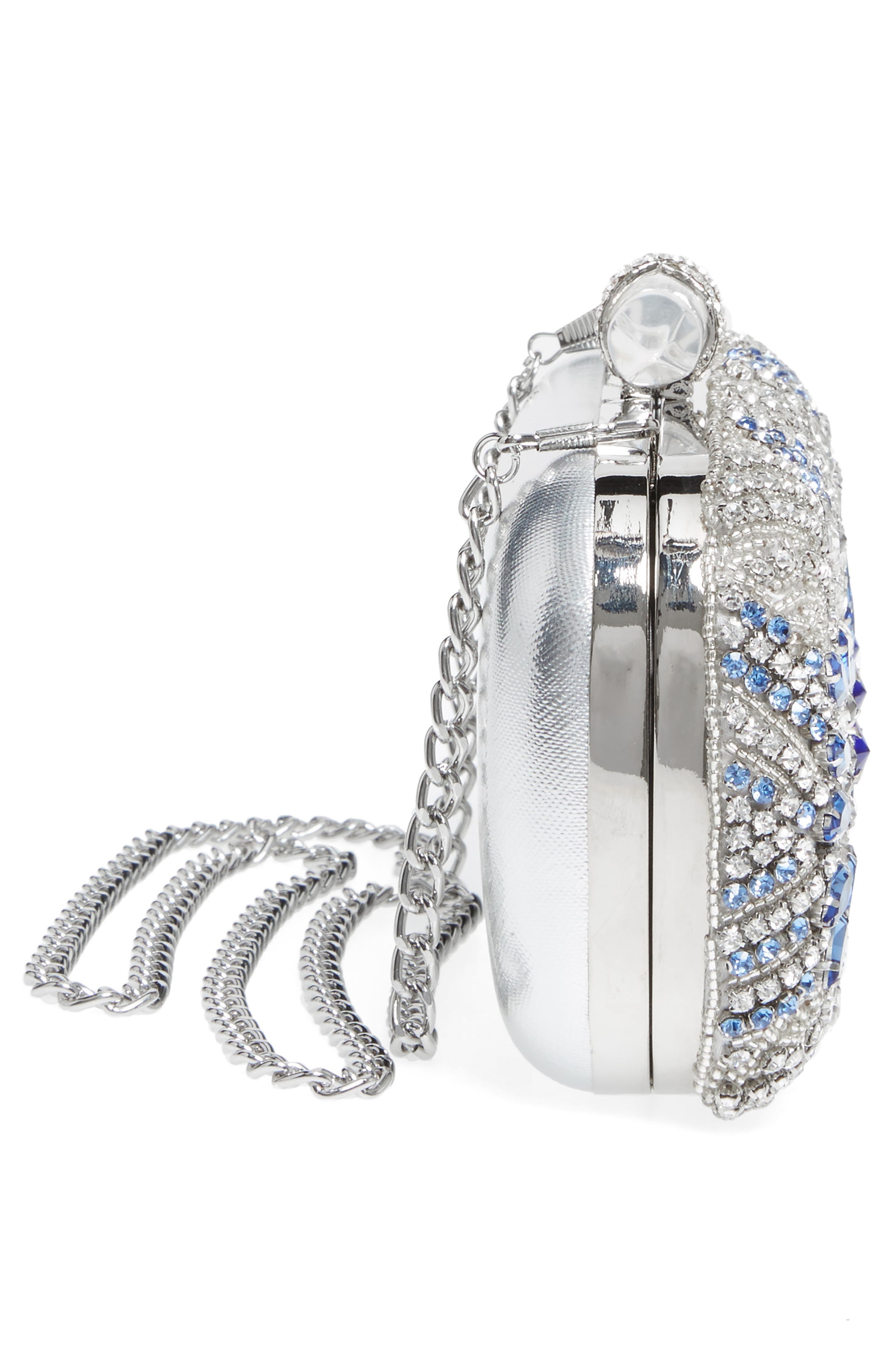 Nina Gelsey Crystal Embellished Minaudière, Alternate, color, Silver Multi