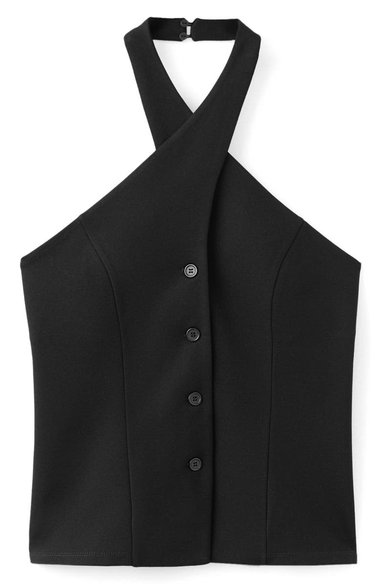 MANGO Halter Button-Up Crop Top, Main, color,